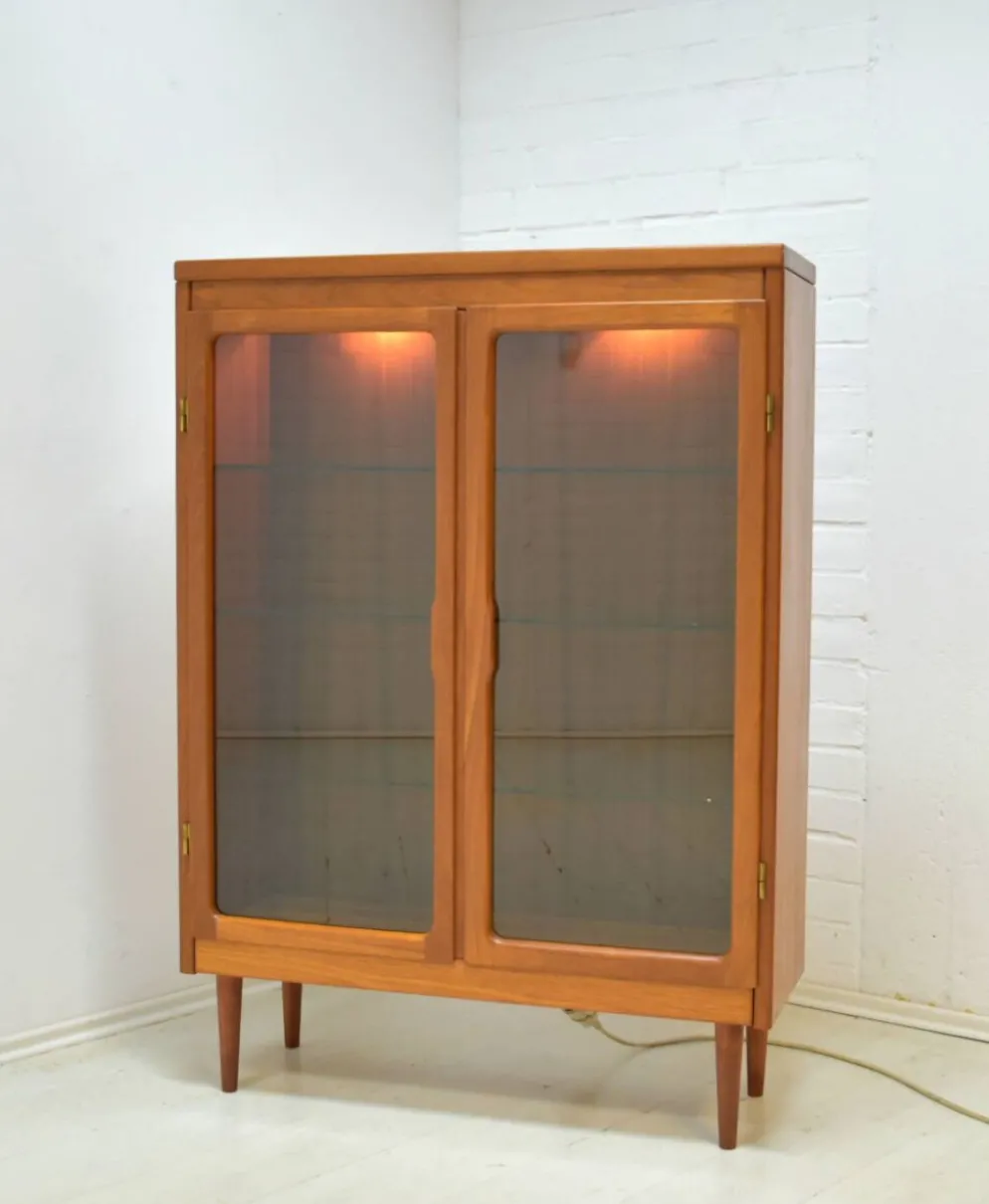 Vitrine en teck massif danois des années 1960, vintage scandinave