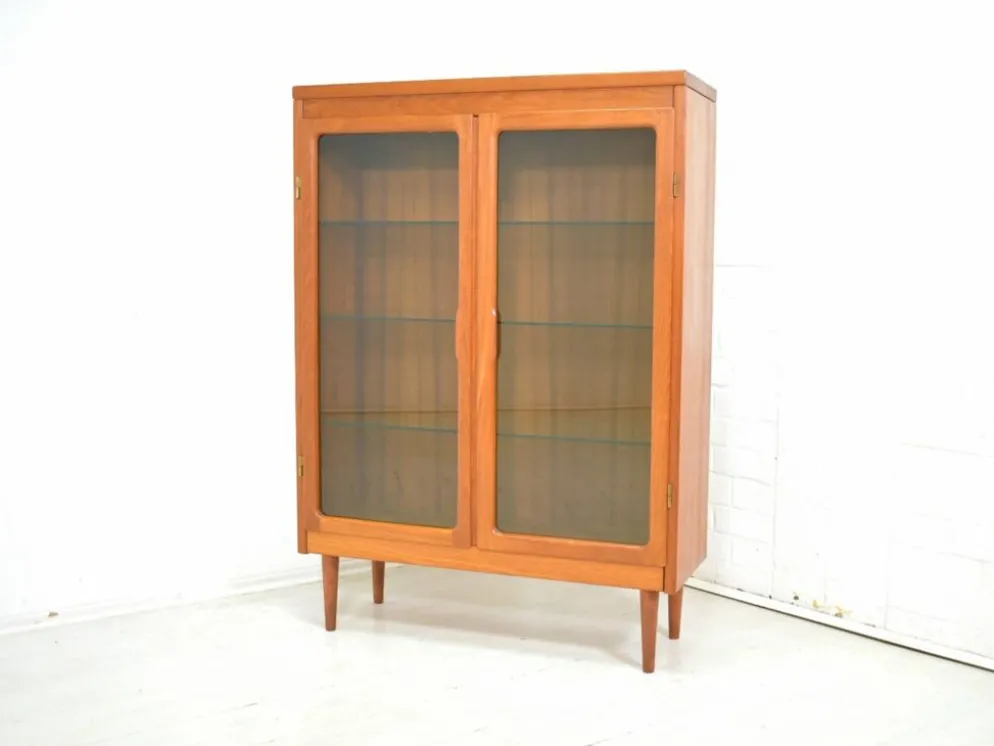 Vitrine en teck massif danois des années 1960, vintage scandinave