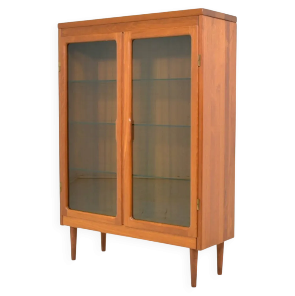 Vitrine en teck massif danois des années 1960, vintage scandinave
