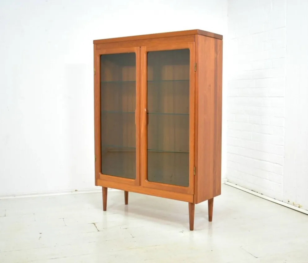 Vitrine en teck massif danois des années 1960, vintage scandinave