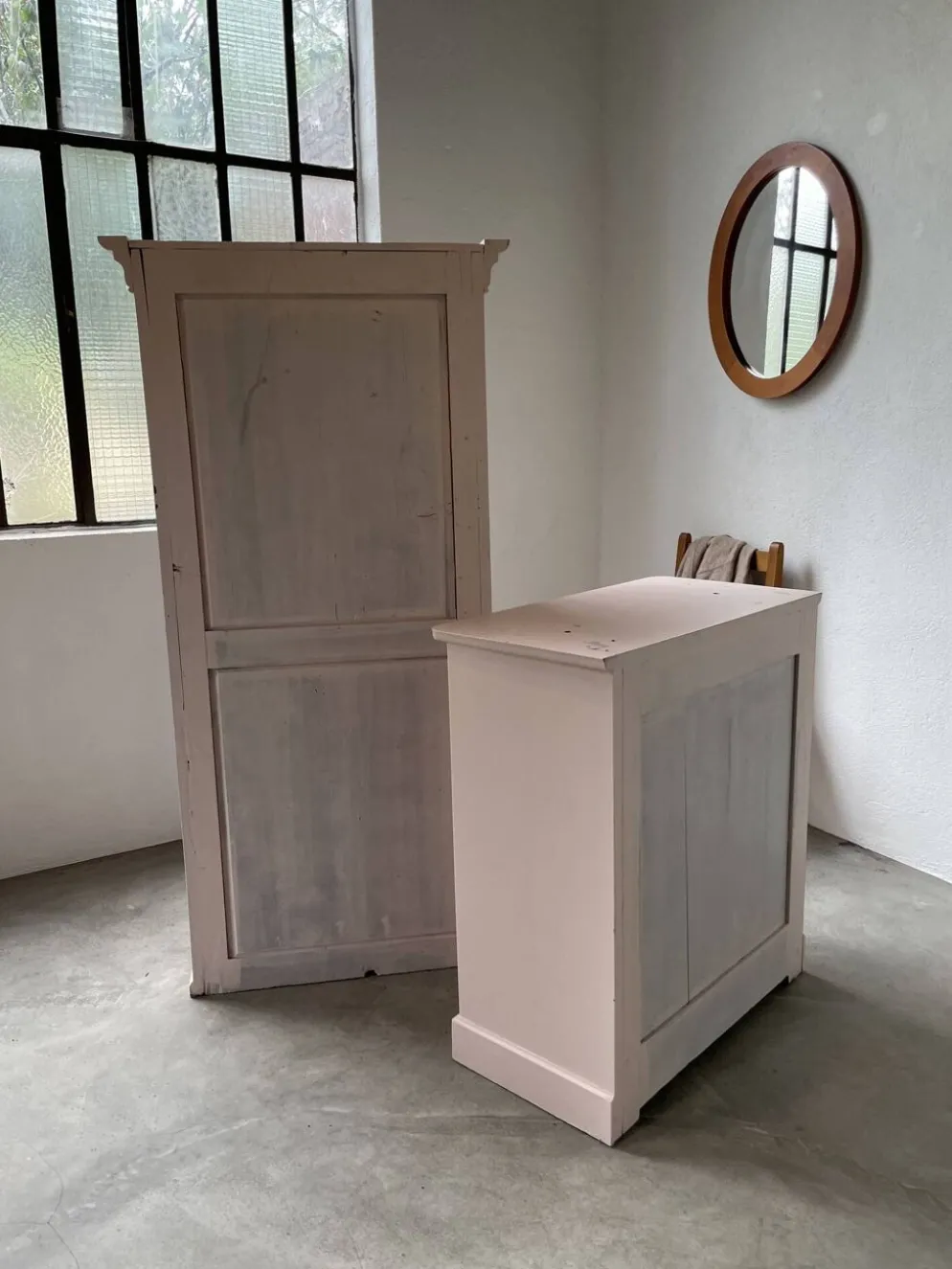 Vitrine haute rose poudrée