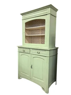 Vitrine/meuble de rangement vintage en bois vert menthe