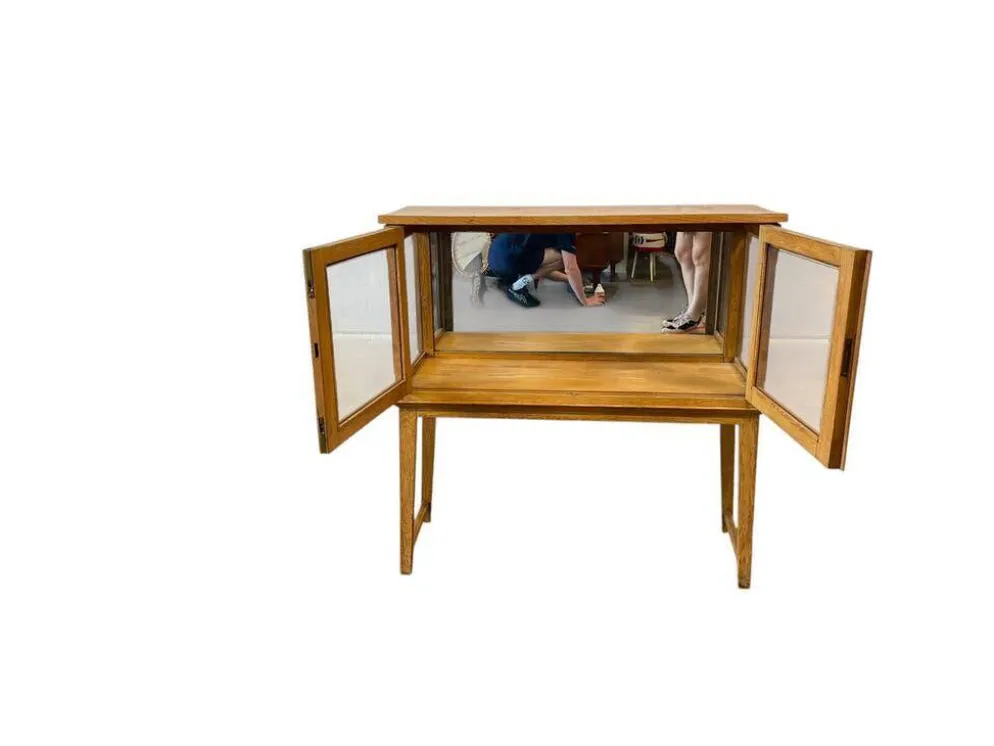 Vitrine/meuble à thé/étagère vintage en bois