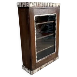 Vitrine murale art déco en teck birman avec patine d'origine