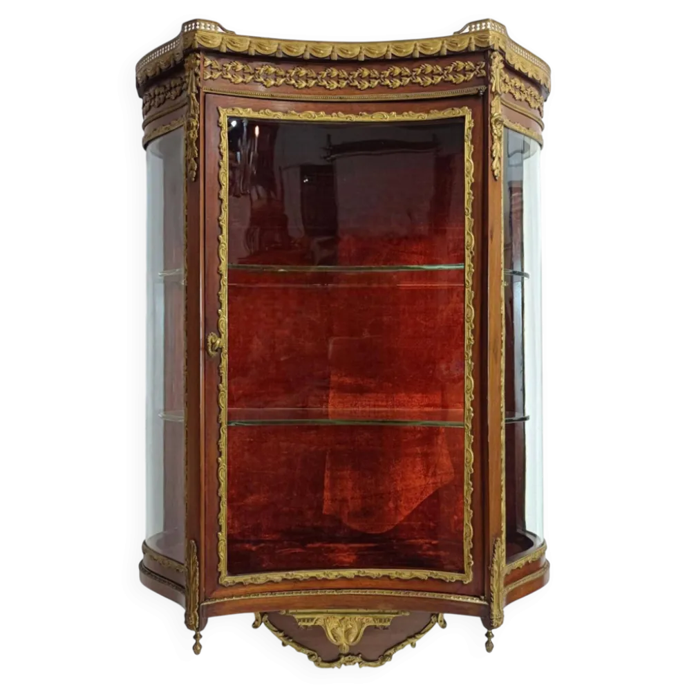 Vitrine murale Louis XVI, acajou et bronze, France XXe