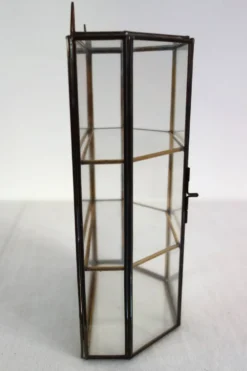 Vitrine Murale Vintage Verre, laiton et miroir