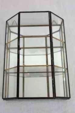 Vitrine Murale Vintage Verre, laiton et miroir