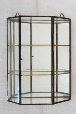 Vitrine Murale Vintage Verre, laiton et miroir