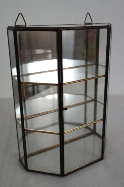 Vitrine Murale Vintage Verre, laiton et miroir