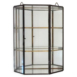 Vitrine Murale Vintage Verre, laiton et miroir