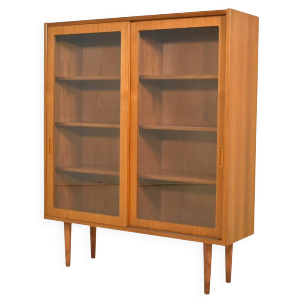 Vitrine par Poul Hundevad années 1960 en teck scandinave, haut meuble danois.