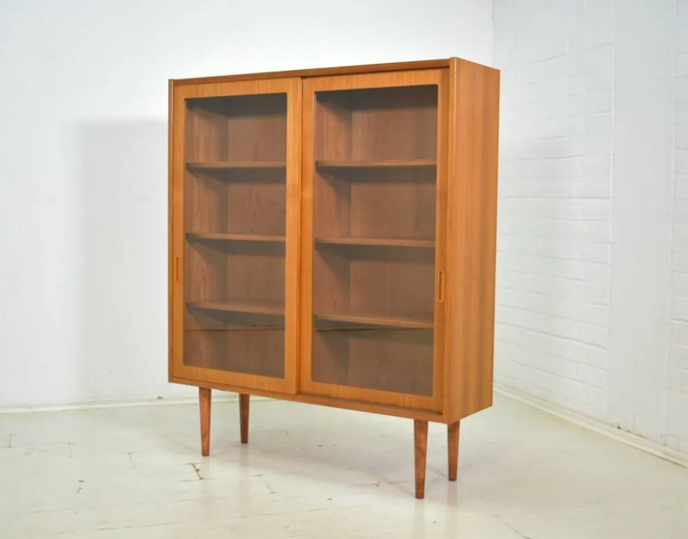 Vitrine par Poul Hundevad années 1960 en teck scandinave, haut meuble danois.