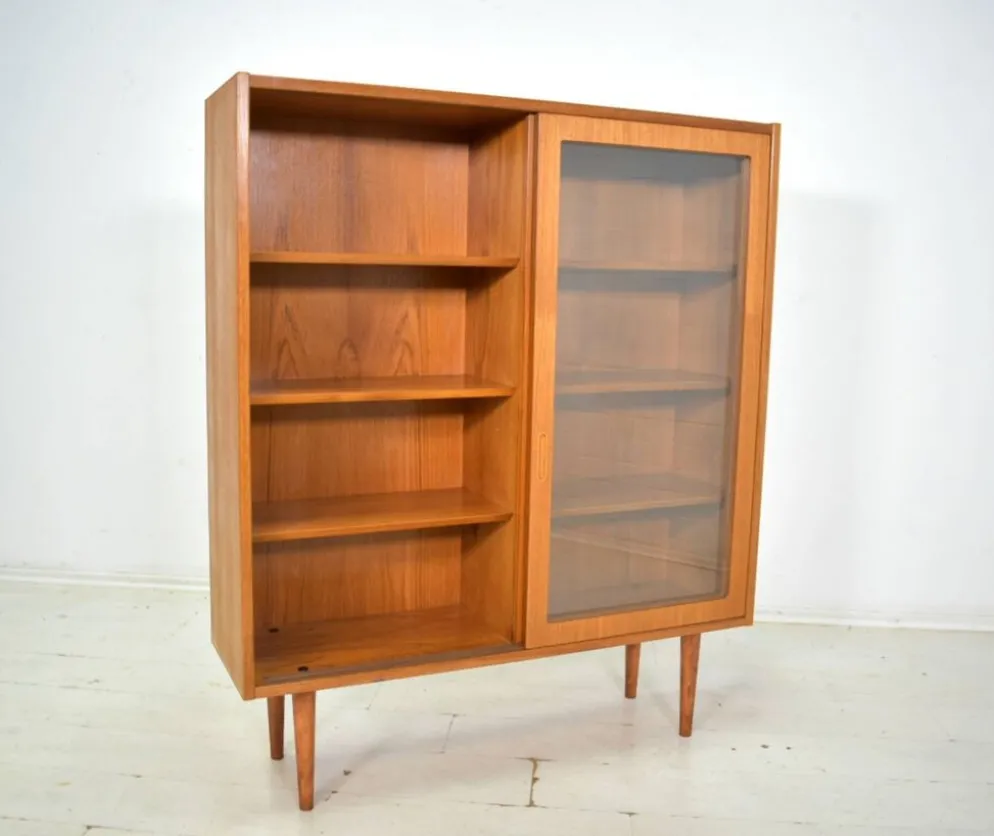 Vitrine par Poul Hundevad années 1960 en teck scandinave, haut meuble danois.