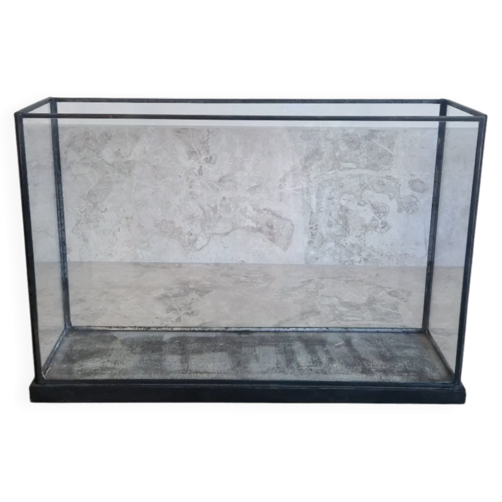 Vitrine, présentoir de table ancien en fer et verre
