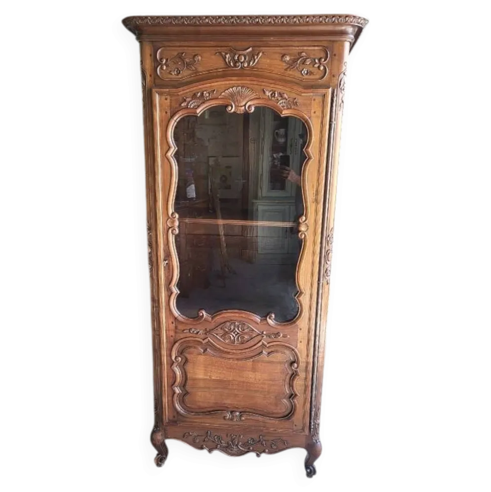 Vitrine style louis xv 1 porte en merisier
