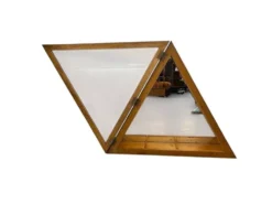 Vitrine/étagère murale vintage peu profonde avec fond miroir