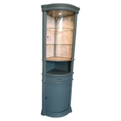 Vitrine vaisselier d'angle vert bronze