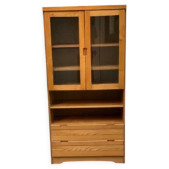 Vitrine vaisselier scandinave en orme Simat France 1970