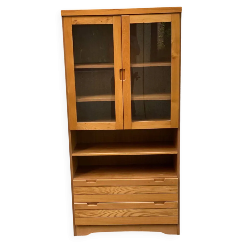 Vitrine vaisselier scandinave en orme Simat France 1970