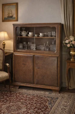 Vitrine Vintage Années '40/'50 en Racine – Design Italien Mid-Century