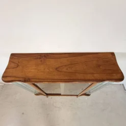 Vitrine vintage avec lattes en verre – Placage noyer chaud - Art Déco