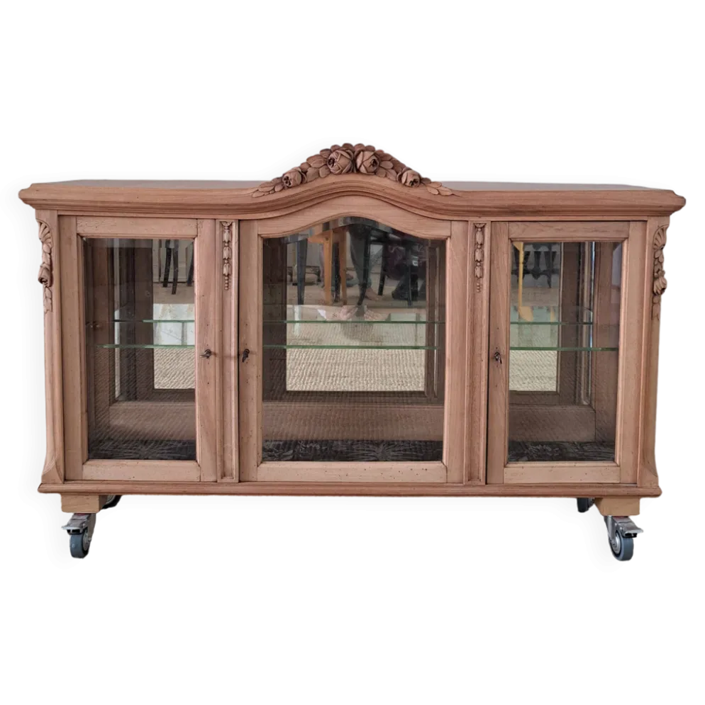 Vitrine vintage en bois clair