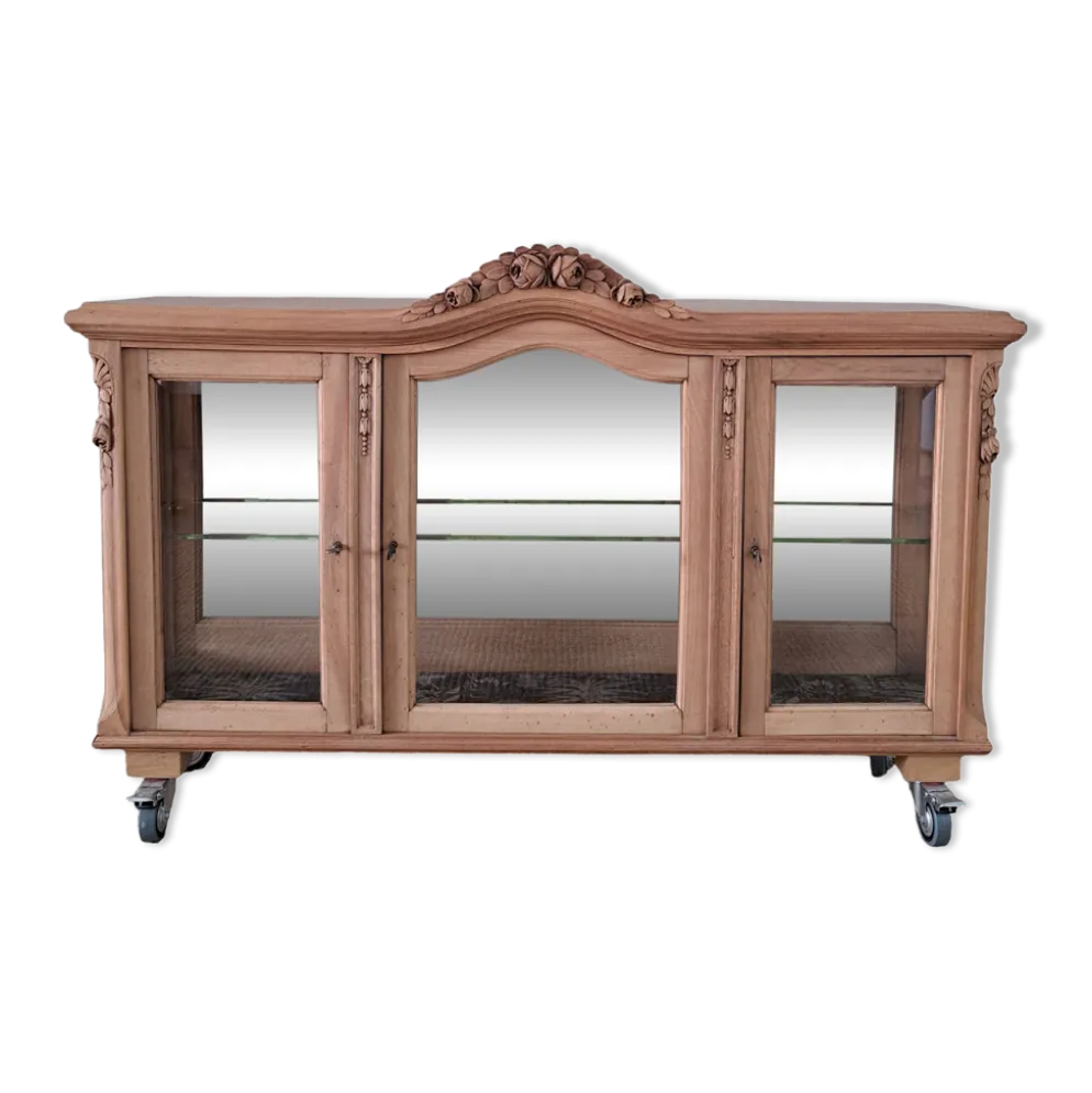 Vitrine vintage en bois clair