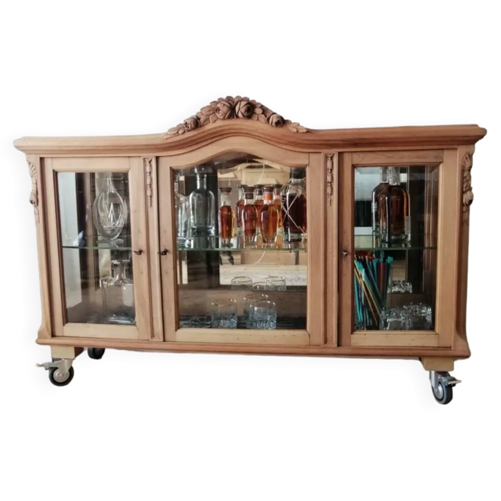 Vitrine vintage en bois clair