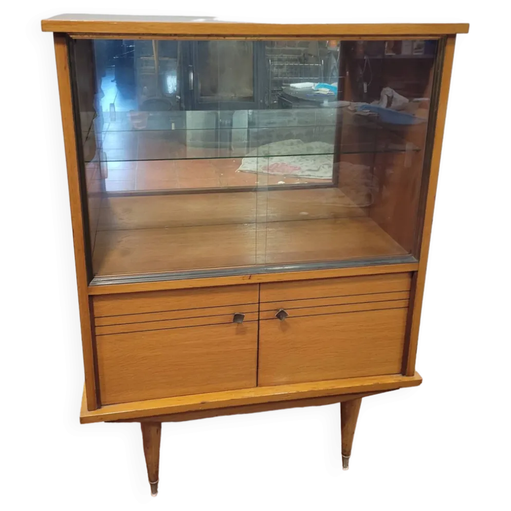 Vitrine vintage en chêne des années 60