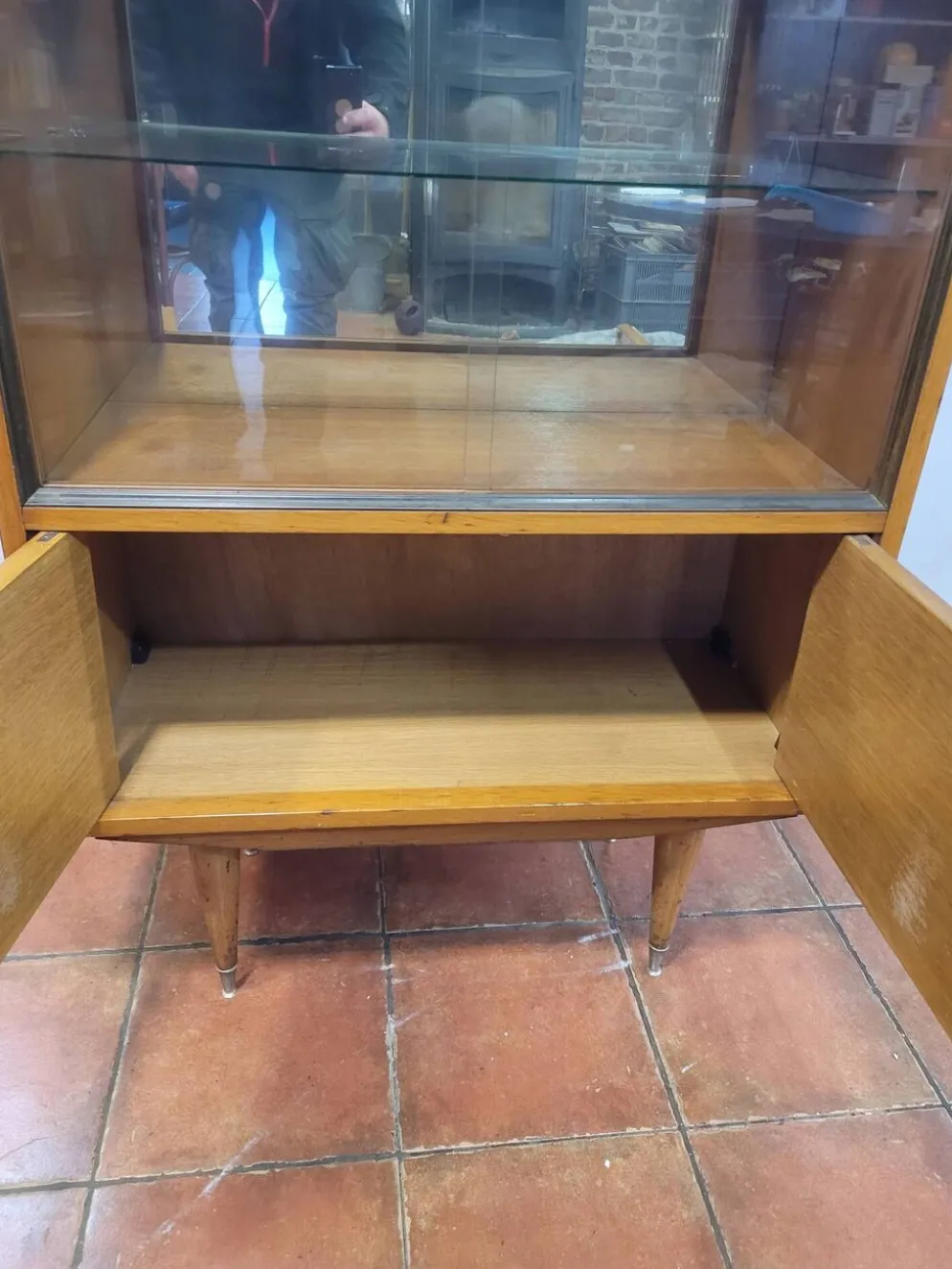 Vitrine vintage en chêne des années 60