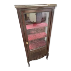 Vitrine XIX/ XX en acajou, plateau marbre et côtés vitrés