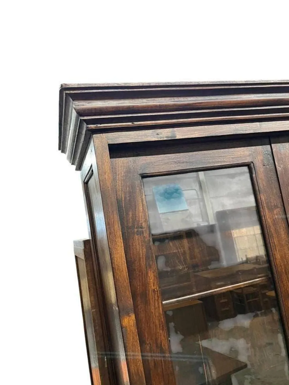 Vitrine XL vintage en bois / buffet / meuble mural