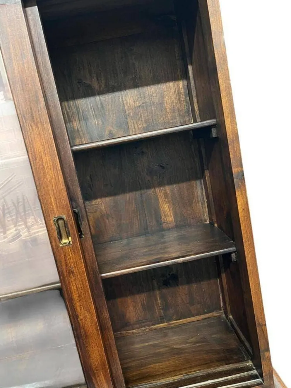 Vitrine XL vintage en bois / buffet / meuble mural