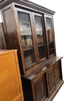 Vitrine XL vintage en bois / buffet / meuble mural