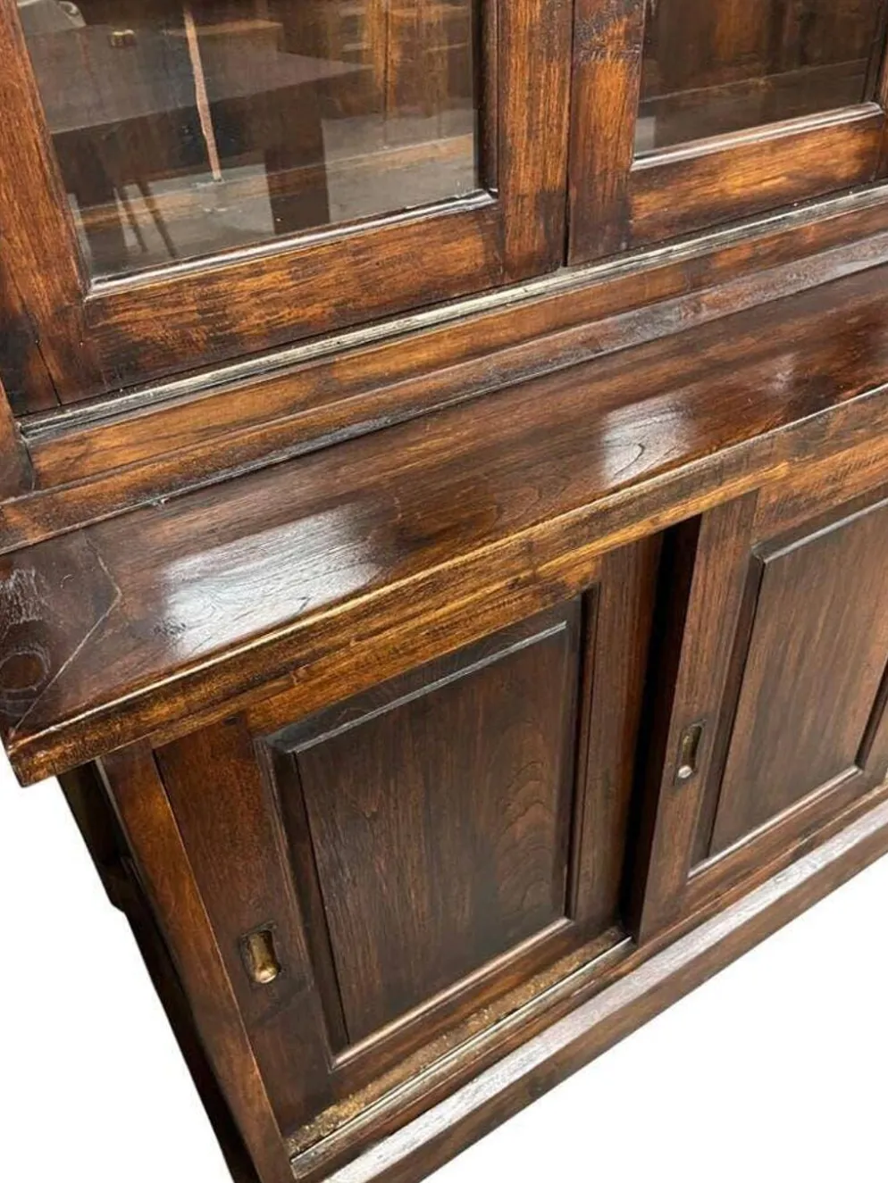 Vitrine XL vintage en bois / buffet / meuble mural