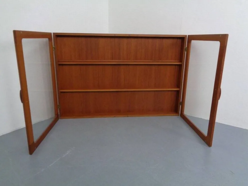 Wall Cabinet with Glass Doors from Dyrlund, Denmark, 1970s