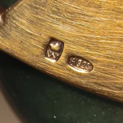 Wolfers Frères, double saleron condimentier en argent massif vermeil et ave