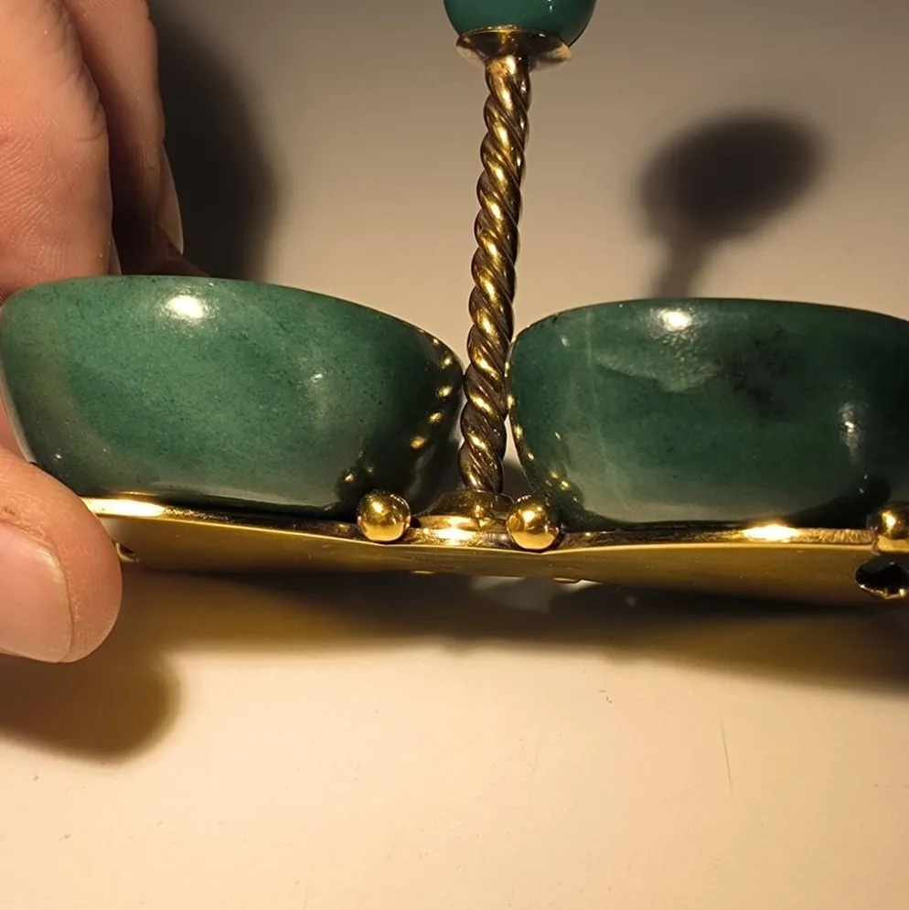 Wolfers Frères, double saleron condimentier en argent massif vermeil et ave