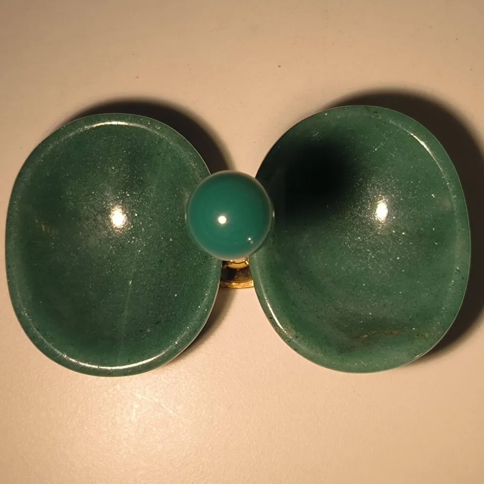 Wolfers Frères, double saleron condimentier en argent massif vermeil et ave