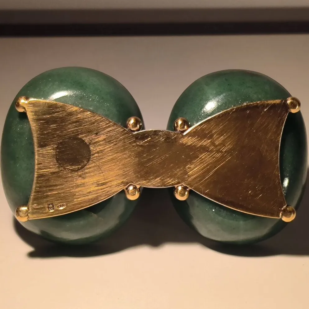 Wolfers Frères, double saleron condimentier en argent massif vermeil et ave