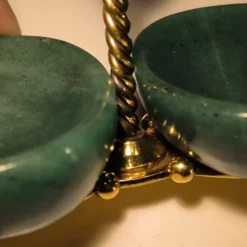 Wolfers Frères, double saleron condimentier en argent massif vermeil et ave