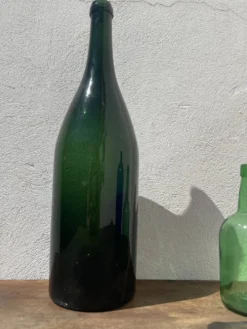 3x bouteilles en vert &bleu comme base pour lampes