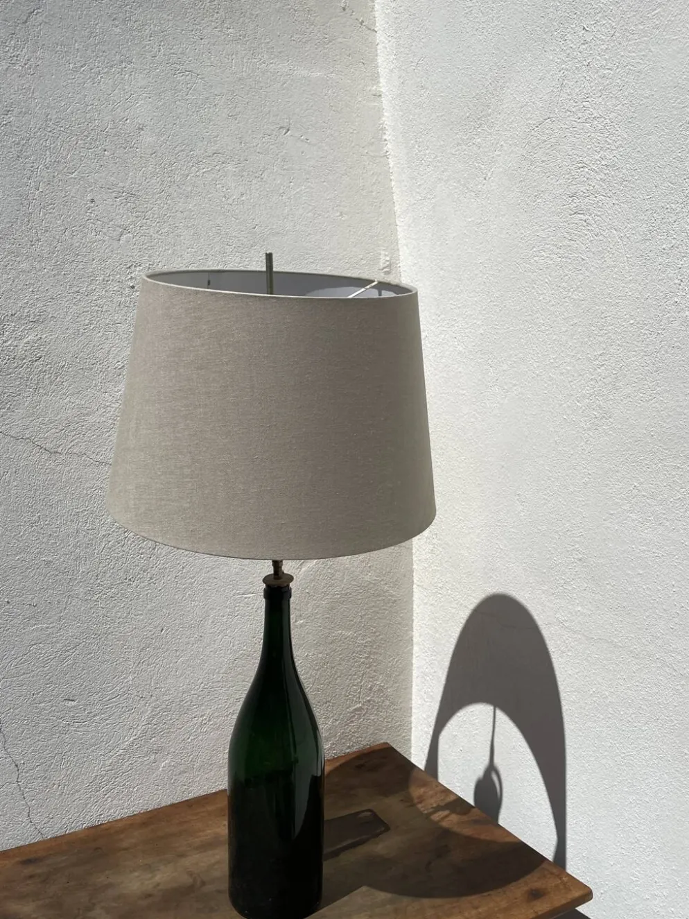 3x bouteilles en vert &bleu comme base pour lampes