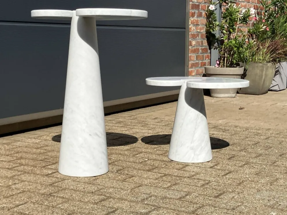 2x Eros Side table Angelo Mangiarotti Carrara marmer Nieuwstaat!