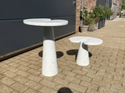 2x Eros Side table Angelo Mangiarotti Carrara marmer Nieuwstaat!