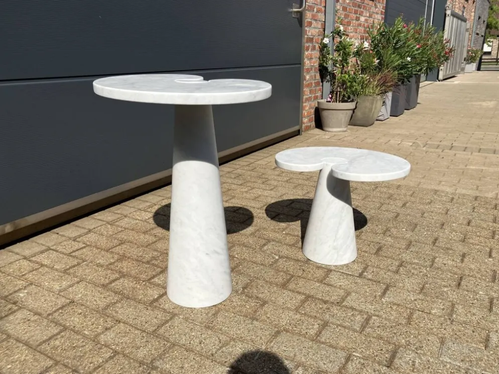 2x Eros Side table Angelo Mangiarotti Carrara marmer Nieuwstaat!