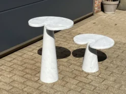 2x Eros Side table Angelo Mangiarotti Carrara marmer Nieuwstaat!