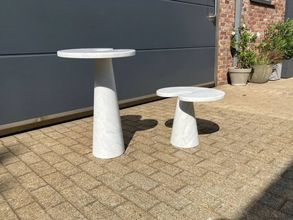 2x Eros Side table Angelo Mangiarotti Carrara marmer Nieuwstaat!