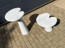 2x Eros Side table Angelo Mangiarotti Carrara marmer Nieuwstaat!