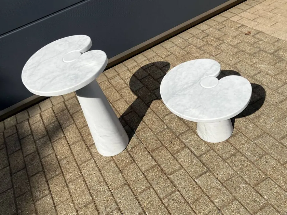 2x Eros Side table Angelo Mangiarotti Carrara marmer Nieuwstaat!